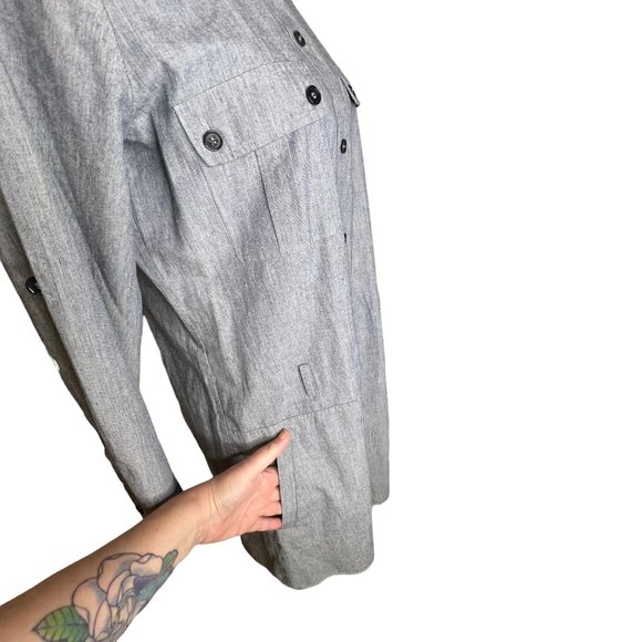 Theory Chambray Deja Shipwreck Grey Shirt Dress Size 8 - Picture 9 of 15